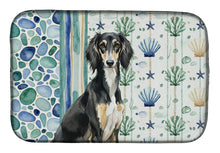 Load image into Gallery viewer, Black and Tan Saluki Coastal Sea Glass Dish Drying Mat