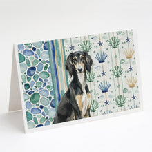 Load image into Gallery viewer, Black and Tan Saluki Coastal Sea Glass Greeting Cards Pack of 8