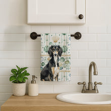 Load image into Gallery viewer, Black and Tan Saluki Coastal Sea Glass Kitchen Towel