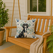 Load image into Gallery viewer, Black and Tan Saluki Coastal Sea Glass Throw Pillow