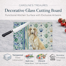 Load image into Gallery viewer, Cream Saluki Coastal Sea Glass Glass Cutting Board