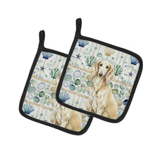 Load image into Gallery viewer, Cream Saluki Coastal Sea Glass Pair of Pot Holders