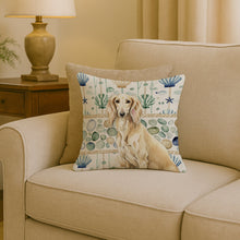 Load image into Gallery viewer, Cream Saluki Coastal Sea Glass Throw Pillow