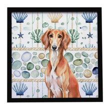 Load image into Gallery viewer, Red Saluki Coastal Sea Glass Framed Metal Print