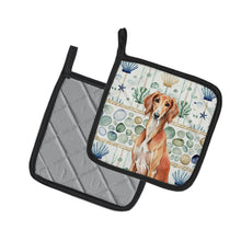Load image into Gallery viewer, Red Saluki Coastal Sea Glass Pair of Pot Holders