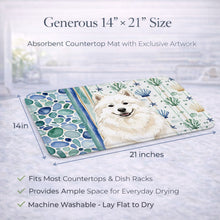 Load image into Gallery viewer, Cream Samoyed Coastal Sea Glass Dish Drying Mat
