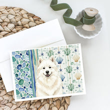 Load image into Gallery viewer, Cream Samoyed Coastal Sea Glass Greeting Cards Pack of 8