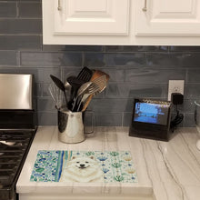 Load image into Gallery viewer, Cream Samoyed Coastal Sea Glass Glass Cutting Board
