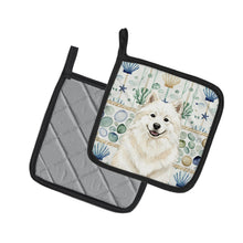 Load image into Gallery viewer, Cream Samoyed Coastal Sea Glass Pair of Pot Holders