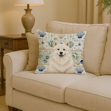 Load image into Gallery viewer, Cream Samoyed Coastal Sea Glass Throw Pillow