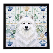 Load image into Gallery viewer, White Samoyed Coastal Sea Glass Framed Metal Print