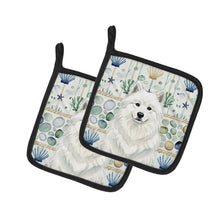 Load image into Gallery viewer, White Samoyed Coastal Sea Glass Pair of Pot Holders
