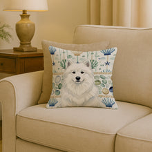 Load image into Gallery viewer, White Samoyed Coastal Sea Glass Throw Pillow