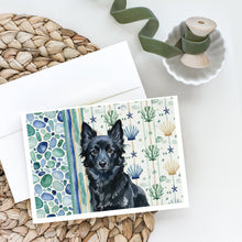 Load image into Gallery viewer, Schipperke Coastal Sea Glass Greeting Cards Pack of 8