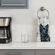 Load image into Gallery viewer, Schipperke Coastal Sea Glass Kitchen Towel