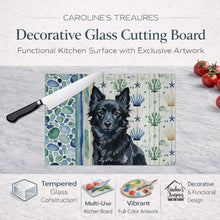 Load image into Gallery viewer, Schipperke Coastal Sea Glass Glass Cutting Board