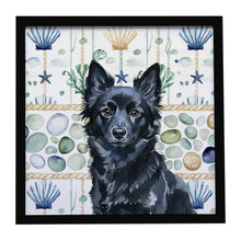 Load image into Gallery viewer, Schipperke Coastal Sea Glass Framed Metal Print