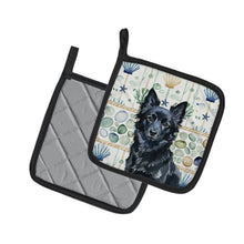 Load image into Gallery viewer, Schipperke Coastal Sea Glass Pair of Pot Holders