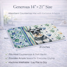 Load image into Gallery viewer, Schnauzer Coastal Sea Glass Dish Drying Mat