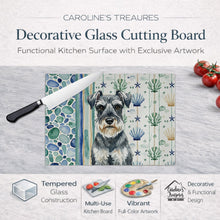 Load image into Gallery viewer, Schnauzer Coastal Sea Glass Glass Cutting Board