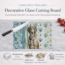 Load image into Gallery viewer, Brindle Scottish Deerhound Coastal Sea Glass Glass Cutting Board