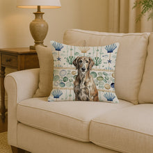 Load image into Gallery viewer, Brindle Scottish Deerhound Coastal Sea Glass Throw Pillow