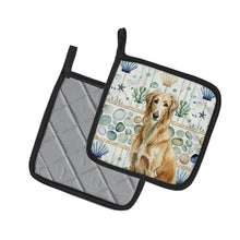 Load image into Gallery viewer, Wheaten Scottish Deerhound Coastal Sea Glass Pair of Pot Holders