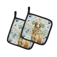 Load image into Gallery viewer, Wheaten Scottish Deerhound Coastal Sea Glass Pair of Pot Holders