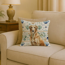 Load image into Gallery viewer, Wheaten Scottish Deerhound Coastal Sea Glass Throw Pillow