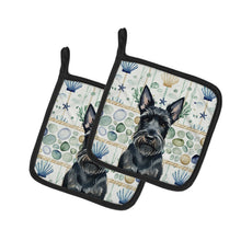 Load image into Gallery viewer, Scottish Terrier Coastal Sea Glass Pair of Pot Holders
