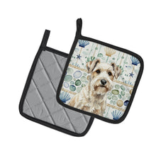 Load image into Gallery viewer, Sealyham Terrier Coastal Sea Glass Pair of Pot Holders