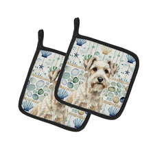 Load image into Gallery viewer, Sealyham Terrier Coastal Sea Glass Pair of Pot Holders