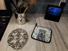 Load image into Gallery viewer, Black Shar Pei Coastal Sea Glass Pair of Pot Holders