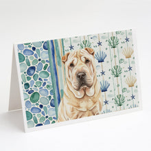 Load image into Gallery viewer, Shar Pei Coastal Sea Glass Greeting Cards Pack of 8