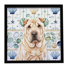Load image into Gallery viewer, Shar Pei Coastal Sea Glass Framed Metal Print