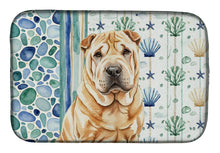 Load image into Gallery viewer, Red Shar Pei Coastal Sea Glass Dish Drying Mat