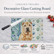 Load image into Gallery viewer, Red Shar Pei Coastal Sea Glass Glass Cutting Board