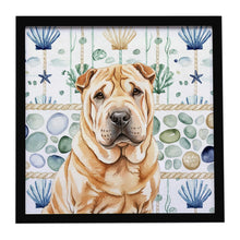 Load image into Gallery viewer, Red Shar Pei Coastal Sea Glass Framed Metal Print