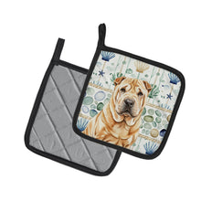 Load image into Gallery viewer, Red Shar Pei Coastal Sea Glass Pair of Pot Holders