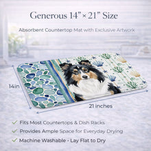 Load image into Gallery viewer, Tricolor Sheltie Coastal Sea Glass Dish Drying Mat