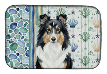 Load image into Gallery viewer, Tricolor Sheltie Coastal Sea Glass Dish Drying Mat