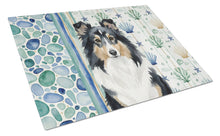Load image into Gallery viewer, Tricolor Sheltie Coastal Sea Glass Glass Cutting Board