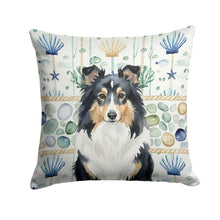 Load image into Gallery viewer, Tricolor Sheltie Coastal Sea Glass Throw Pillow