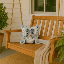 Load image into Gallery viewer, Blue Merle Sheltie Coastal Sea Glass Throw Pillow