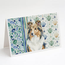 Load image into Gallery viewer, Sable Sheltie Coastal Sea Glass Greeting Cards Pack of 8