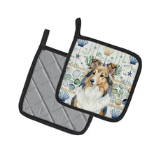Load image into Gallery viewer, Sable Sheltie Coastal Sea Glass Pair of Pot Holders