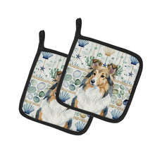 Load image into Gallery viewer, Sable Sheltie Coastal Sea Glass Pair of Pot Holders