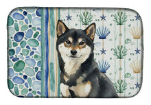 Load image into Gallery viewer, Black and Tan Shiba Inu Coastal Sea Glass Dish Drying Mat