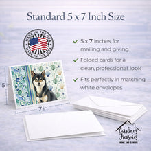 Load image into Gallery viewer, Black and Tan Shiba Inu Coastal Sea Glass Greeting Cards Pack of 8