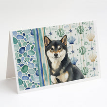 Load image into Gallery viewer, Black and Tan Shiba Inu Coastal Sea Glass Greeting Cards Pack of 8
